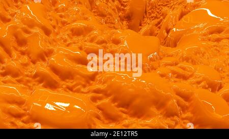 Hyper realistic melting glossy and shiny yellow formless plastic paint liquid background, abstract background, formless plastic paint liquid, 3D Stock Photo