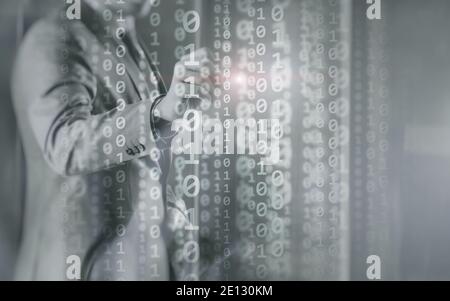 Futuristic Background Matrix Mixed Media Binary Code concept Stock Photo