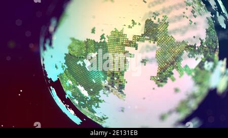 Closeup of planet from space, realistic planet with nice environmental light effects, Technology and Business and Environment concept. 3D render Stock Photo