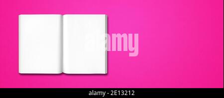 Open book isolated on a pink banner background Stock Photo