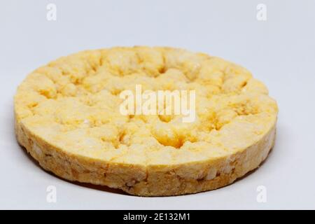 rice cake with cheese flavor on white background Stock Photo