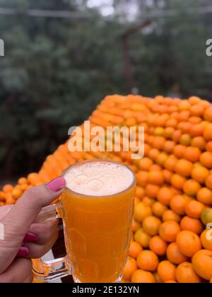 in this picture orange juice Stock Photo
