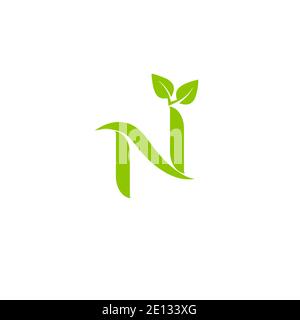 N nature logo design for nature and natural product. Stock Vector