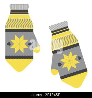 Decorative warm winter mittens with colorful ornament. Stock Vector