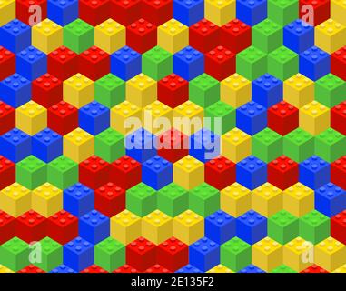 Seamless pattern from plastic cubes. Rainbow colors. Vector illustration Stock Vector
