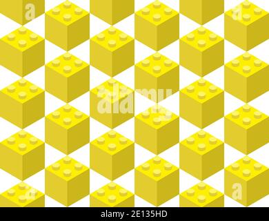 Yellow elements from the children's constructor assembled in a seamless pattern. Pop art style vector illustration Stock Vector