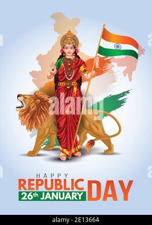 Image of Small Cute Little Indian Girl Kid In Bharat Mata Or Mother India  Attire With Indian Flag In Hand.-EY266350-Picxy