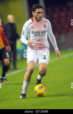 Benevento, Italy. 3rd Jan, 2021. Benevento, Italy, Ciro Vigorito stadium, January 03, 2021, Davide Calabria ( AC MILAN ) during Benevento Calcio vs AC Milan - Italian football Serie A match Credit: Renato Olimpio/LPS/ZUMA Wire/Alamy Live News Stock Photo