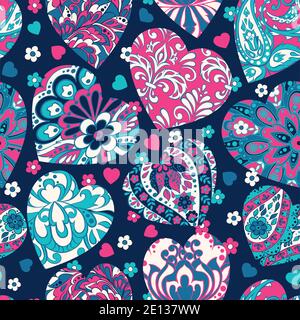Colorful hearts seamless Valentines day pattern Stock Vector