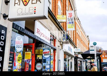 Epsom, London UK, January 03 2021, Ryman Staitionery Supplies High Street Shop Stock Photo