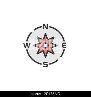 Compass. Filled color icon. Isolated weather vector illustration Stock Vector