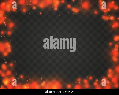 Glowing particles frame. Glowing light border. Sparkling light. Design a template for invitations, leaflets and greeting cards. Vector illustration Stock Vector