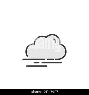 Fog and cloud. Filled color icon. Weather vector illustration Stock ...
