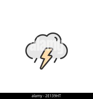 Storm and cloud. Filled color icon. Isolated weather vector illustration Stock Vector