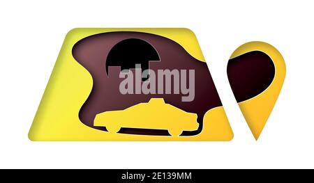 Vector taxi in paper art style Stock Vector