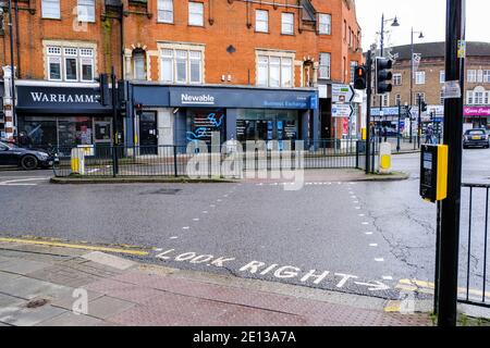 Epsom, London UK, January 03 2021, Traffic Light Controlled Pedestrian Crossing Stock Photo