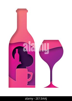 Vector wine in paper art style Stock Vector