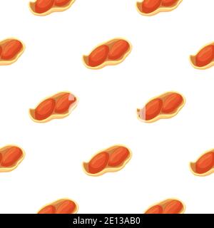 Illustration on theme big pattern identical types peanut, nut equal size. Peanut pattern consisting of natural nut for colored print on wallpaper. Abs Stock Vector