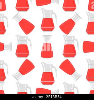 Illustration on theme big colored lemonade in glass jug for natural drink. Lemonade pattern consisting of collection kitchen accessory, glass jug to o Stock Vector