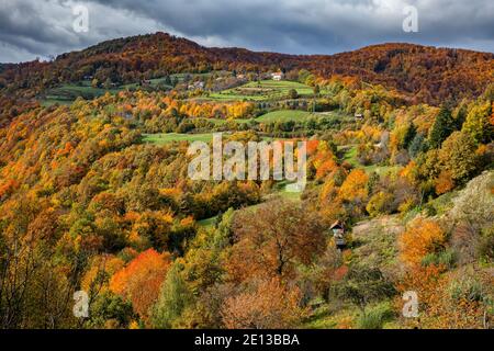 Autumn landscape in Zumberak, Croatia Stock Photo