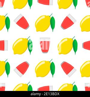 Illustration on theme big colored lemonade in lemon cup for natural drink. Lemonade pattern consisting of collection kitchen accessory, lemon cup to o Stock Vector