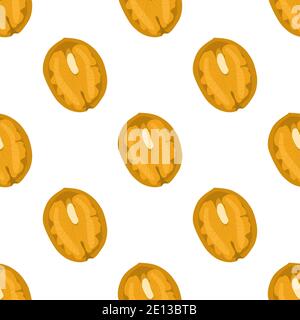 Illustration on theme big pattern identical types walnut, nut equal size. Walnut pattern consisting of natural nut for colored print on wallpaper. Abs Stock Vector