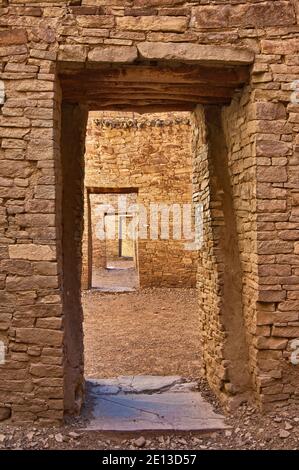 Doorways at Pueblo Bonito, Anasazi Indian ruins, Chaco Culture National Historical Park, New Mexico, USA Stock Photo