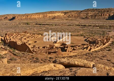 Pueblo Bonito Anasazi Indian ruins Chaco Canyon view from