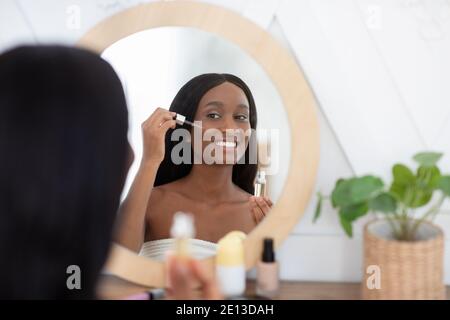 Routine body beauty care and morning procedures and treatment during self-isolation at home Stock Photo
