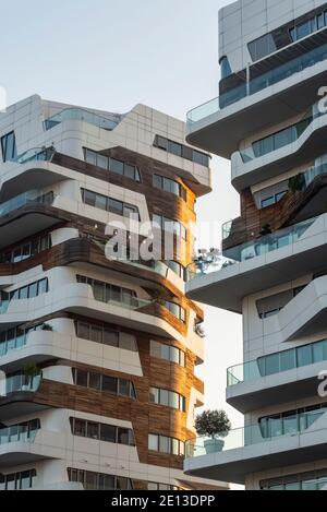 Residential complex in City Life district, Milan, Italy. Luxury apartmentes designed by famous architects Hadid and Libeskind Stock Photo