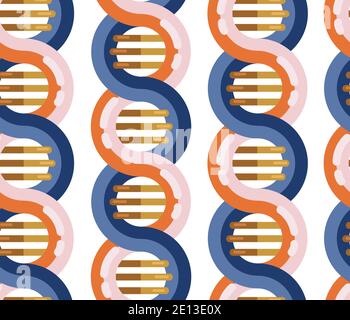 DNA molecule seamless vector background. Repeating pattern Spiral genetic dna strands medical icon. Helix structure symbol. DNA strands Magnification Stock Vector