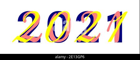 Vector 2021 in mass fonts style Stock Vector