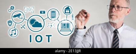 Iot concept drawn by a businessman Stock Photo