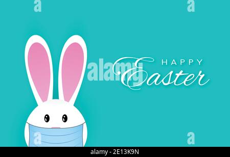 Easter bunny in medical mask. Stock Vector