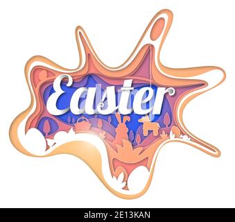 Vector easter in paper art style Stock Vector