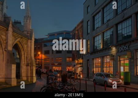 Suffolk street at night with St. Andrews Church. Dublin. Ireland. Stock Photo