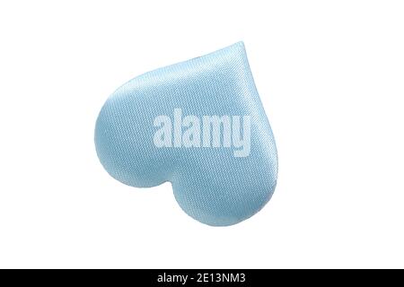 blue fabric heart isolated on white background. Stock Photo