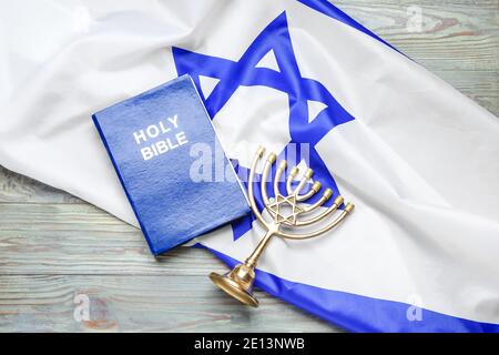 Flag of Israel and text SHABBAT SHALOM on wooden background Stock Photo -  Alamy