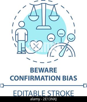 Bewaring confirmation bias concept icon Stock Vector