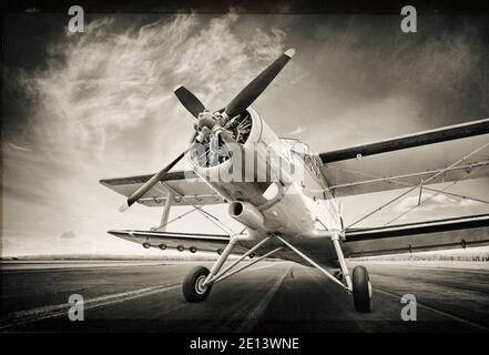 historical aircraft on a runway ready for take off Stock Photo