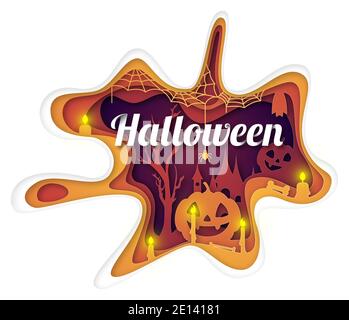 Vector halloween in paper art style Stock Vector