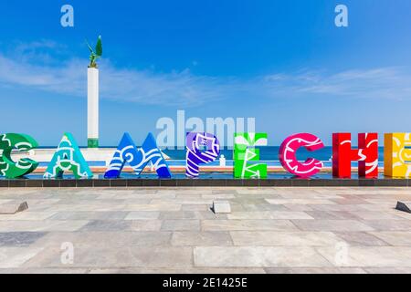 Campeche, Mexico. April 23, 2019: Campeche Seaside town sign. Stock Photo