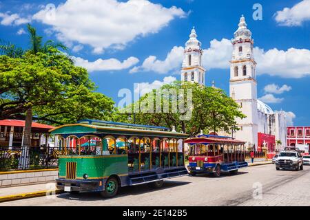 Campeche, Mexico. Independence Plaza in the Old Town of San Francisco de Campeche. Stock Photo