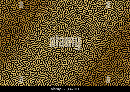 Abstract background illustration of black turing pattern against gold shiny background Stock Photo