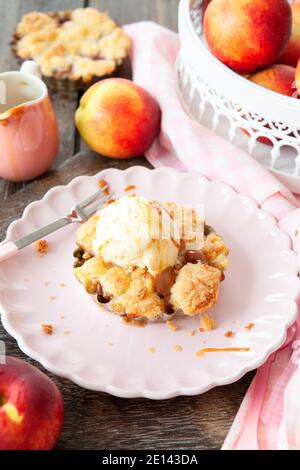 Peach Crumble A La Mode Stock Photo
