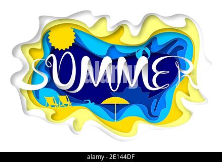 Vector Summer in paper art style Stock Vector