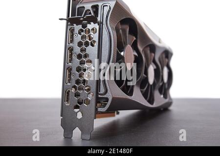 Computer graphics card on a desk Stock Photo