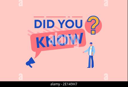 Did you know. Pink question with conversation and communication on solving issues necessary knowledge. Stock Vector