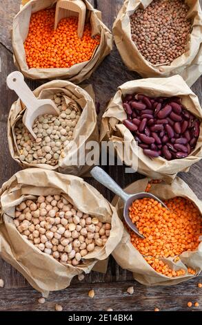 Variety Of Dried Legumes Stock Photo