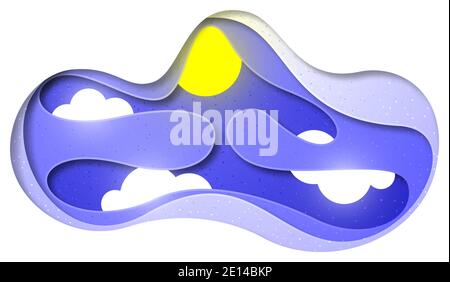 Vector cloudy sky in paper art style Stock Vector